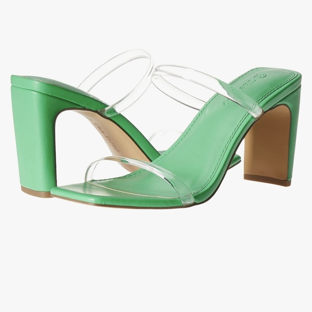 Green Square Toe 2 Strap 3.5" High Heel Women's Size 7